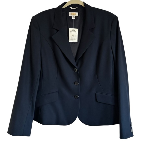 NWT TALBOTS WOOL BLEND NAVY THEEE BUTTON BLAZER SIZE 18 - Picture 1 of 13